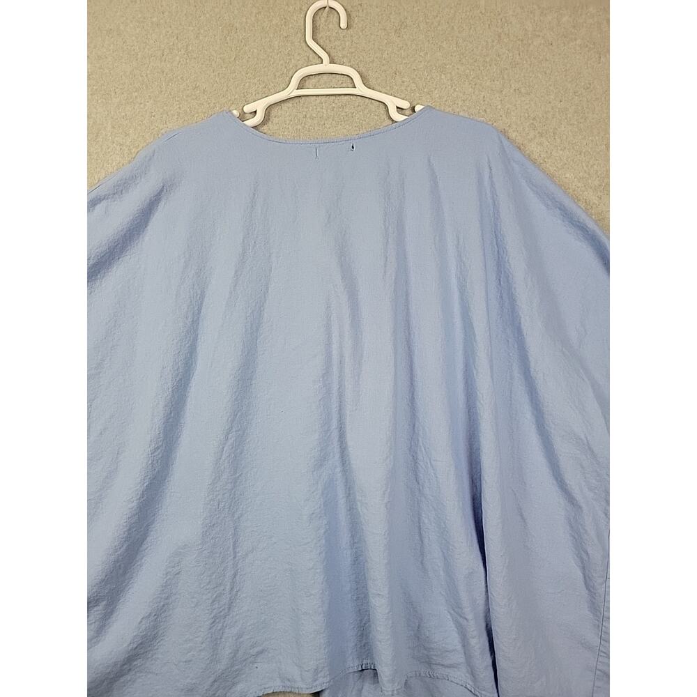 Ellos Linen Rayon Blue Lagenlook Oversized Button Up Tunic Top Women's Plus 4X - Picture 8 of 13